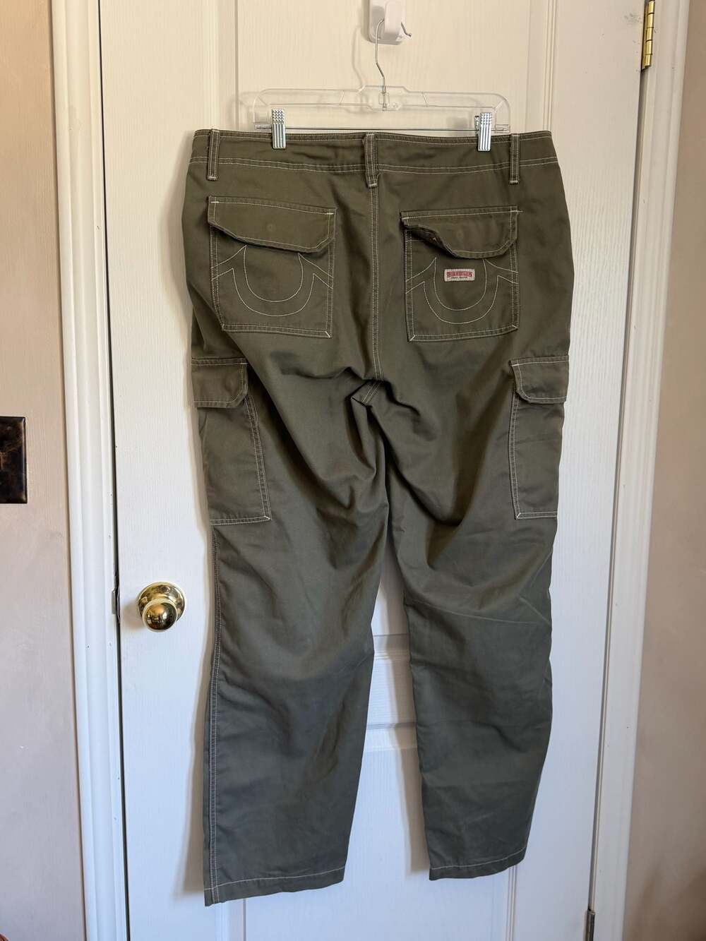 True Religion Mens Green Ripstop Cargo Pants Size 36